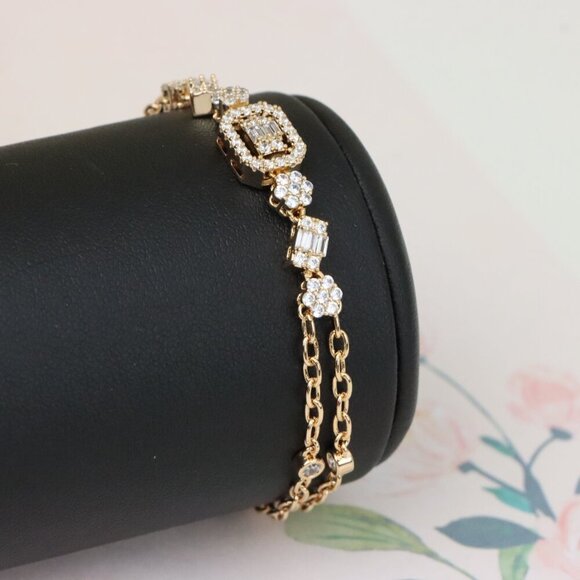 "Elegant Rose Gold Bracelet with Sparkling Gem Accents, XPBL0936 - Picture 9 of 14